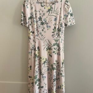 Pink Floral Midi Dress